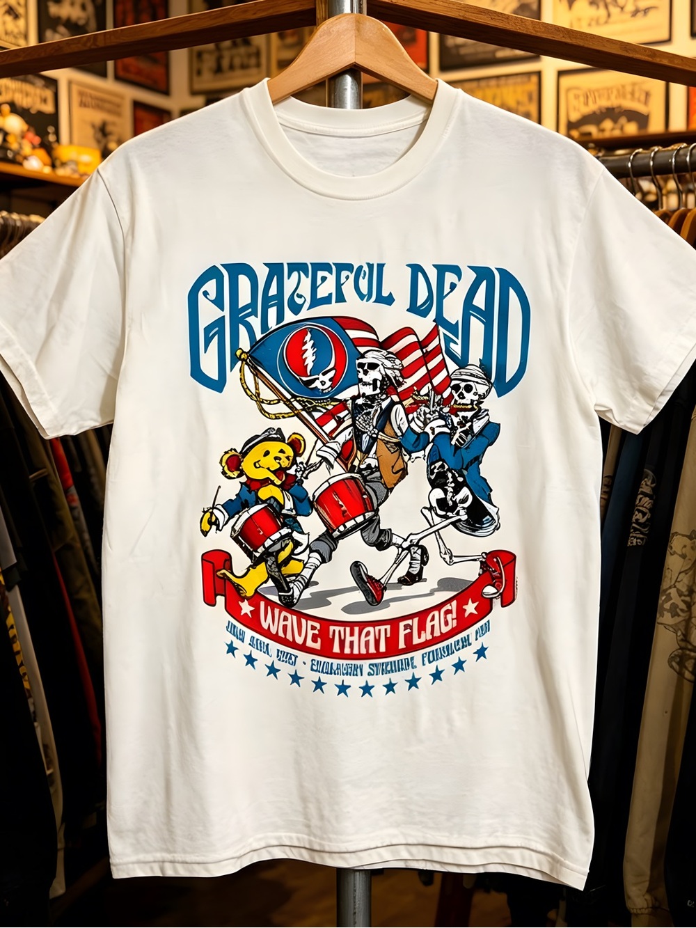 Grateful Dead 1987 T Shirt 4Th Of July 1987 Wave That Flag